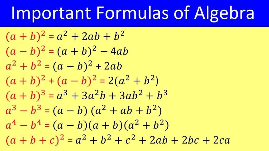 Algebra Formulas Pdf For Ssc